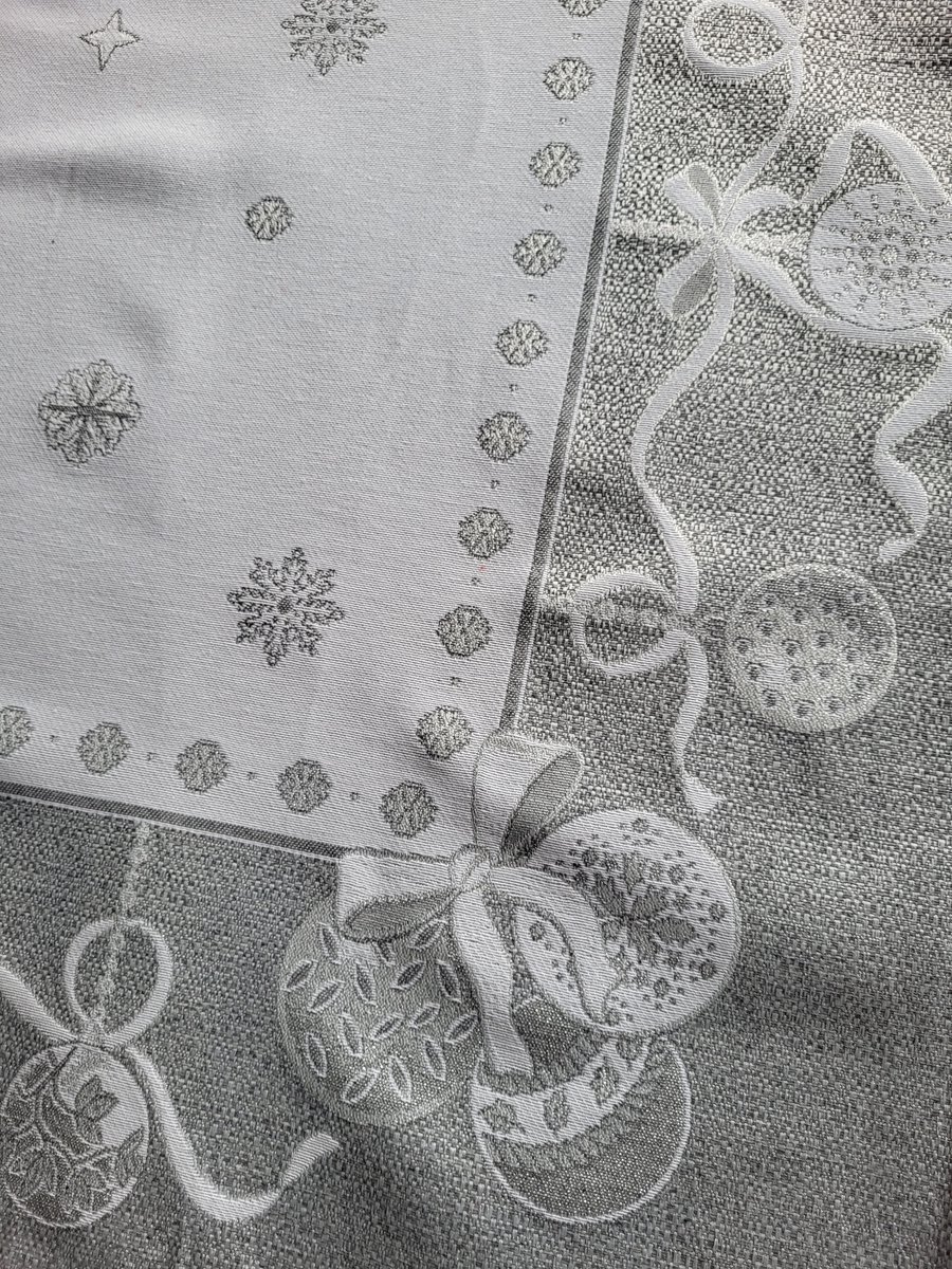 Tafelkleed Gobelinstof Kerst Zilver Winter lurex Christmas 100*100cm