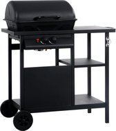 The Living Store gasbarbecue - 92x53x96 cm - 3-laags zijtafeltje - zwart
