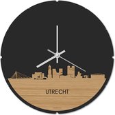 Skyline Klok Rond Utrecht Bamboe hout - Ø 44 cm - Stil uurwerk - Wanddecoratie - Meer steden beschikbaar - Woonkamer idee - Woondecoratie - City Art - Steden kunst - Cadeau voor hem - Cadeau voor haar - Jubileum - Trouwerij - Housewarming -