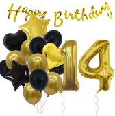 Snoes Ballonnen 14 Jaar Feestpakket – Versiering – Verjaardag Set Goldie Cijferballon 14 Jaar -Heliumballon