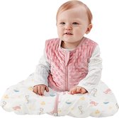Baby Slaapzak, 1.5 TOG Mouwloze Slaapzak voor Zuigeling met 2-Way Rits Winter Draagbare Wikkeldeken Pasgeboren Baby Cadeau, Roze, S(0-6 Maanden)