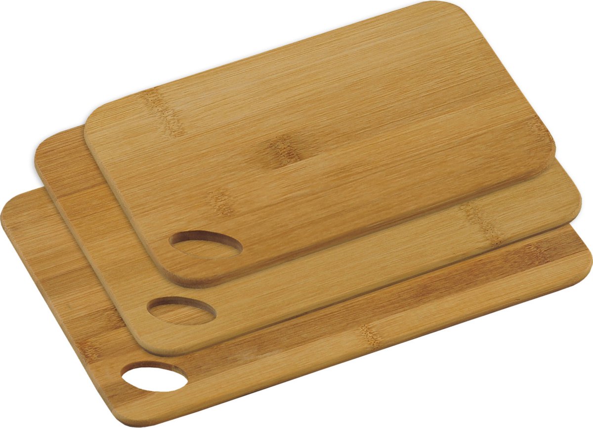 Kesper snijplanken voordeel set - 3 mix formaten - bamboe hout - 14 x 22 - 21 x 30 - 24 x 35 cm