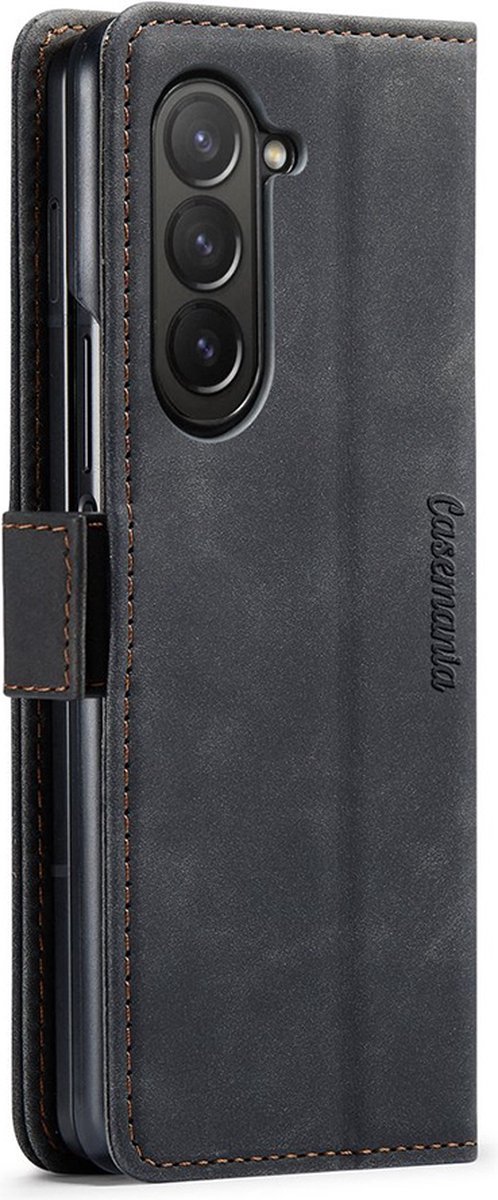Samsung Galaxy Z Fold 5 Bookcase hoesje - CaseMe - Effen Zwart - Kunstleer