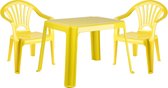 Forte Plastics Kinderstoelen 4x met tafeltje set - buiten/binnen - geel - kunststof - tuin meubels