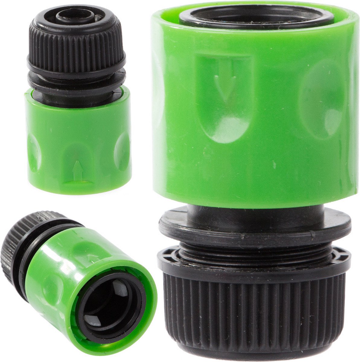Tuinslang opzetstuk - Slangkoppeling - Tuinslang koppeling - Snelkoppeling 1/2 - Groen - Set van 2