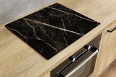 Inductiebeschermer - Marmer Barsten Zwart Luxe - 81.2x52 cm - Inductiebeschermer - Inductie Afdekplaat Kookplaat - Inductie Mat - Anti-Slip - Keuken Decoratie - Keuken Accessoires