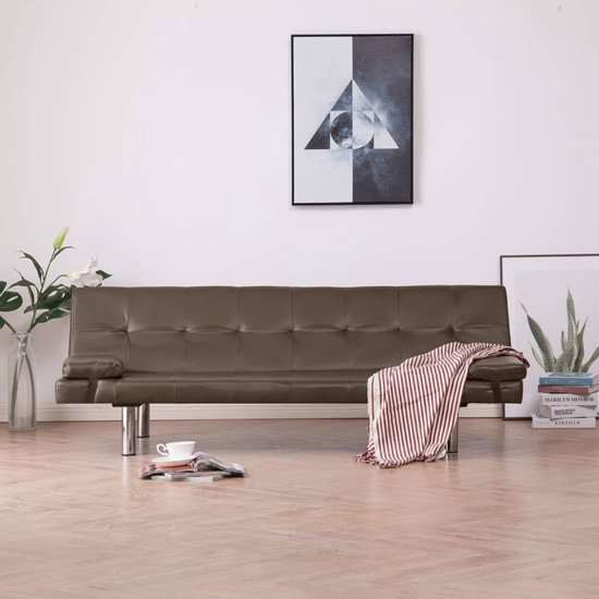 The Living Store Bedbank Napoli - Slaapbank - Bruin - 168 x 77 x (61.5 / 64 / 66) cm - Houten frame