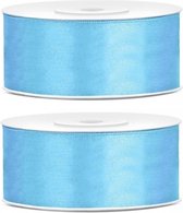2x Rubans décoratifs en satin bleu clair 25 mm - Rubans décoratifs - Rubans cadeaux - Rubans de décoration
