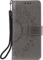 Shop4 - Geschikt voor Samsung Galaxy Note 20 Hoesje - Wallet Case Mandala Patroon Grijs