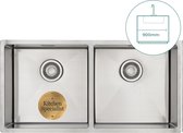 Double Évier de Cuisine en Inox Mizzo Design Linea 2x40-40 | Sous Plan ou Encastré | 2 Cuves | Meuble àpd 90CM
