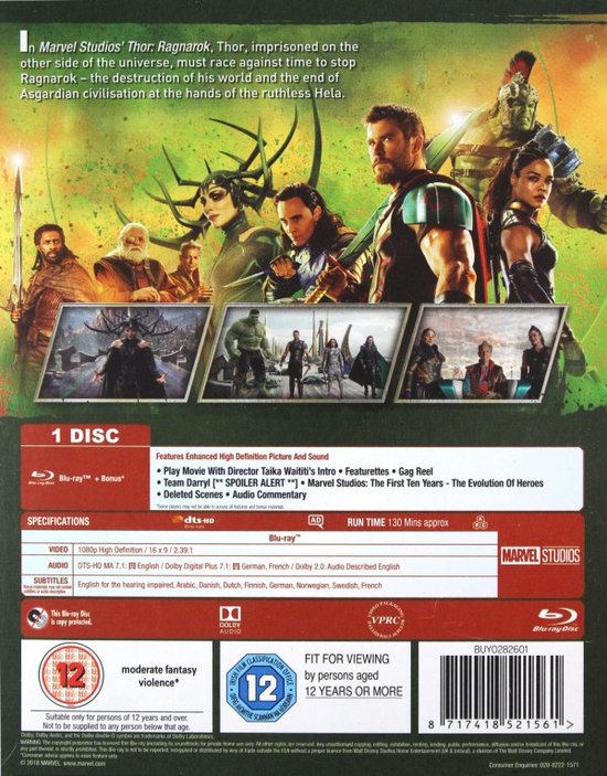 Thor: Ragnarok [Blu-Ray] (Blu-ray), Chris Hemsworth DVD bol
