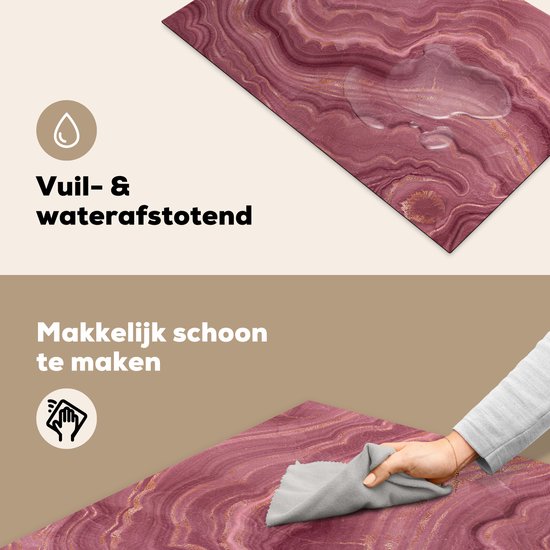 KitchenYeah® Inductie beschermer 77x51 cm - Roze - Geode - Stenen - Agaat - Kookplaataccessoires - Afdekplaat voor kookplaat - Inductiebeschermer - Inductiemat - Inductieplaat mat