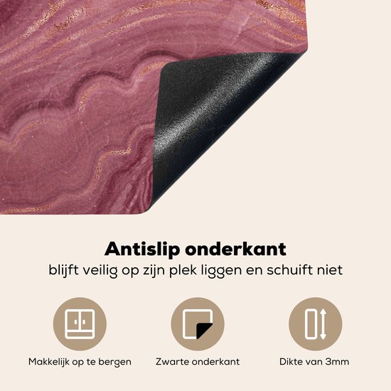 KitchenYeah® Inductie beschermer 77x51 cm - Roze - Geode - Stenen - Agaat - Kookplaataccessoires - Afdekplaat voor kookplaat - Inductiebeschermer - Inductiemat - Inductieplaat mat