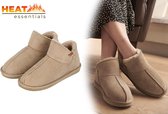Heat Essentials - Pantoufles femmes en Daim Femme - Beige - 37/38 - Chaussons Pantoufles femmes - Pantoufles Femme