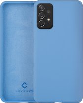 Coverzs Luxe Liquid Silicone Case geschikt voor Samsung Galaxy A72 - Lichtblauw - Blauw - Light Blue - Siliconen hoesjes geschikt voor Samsung Galaxy A72 hoesje - Silicone case beschermhoes - Backcover hoes