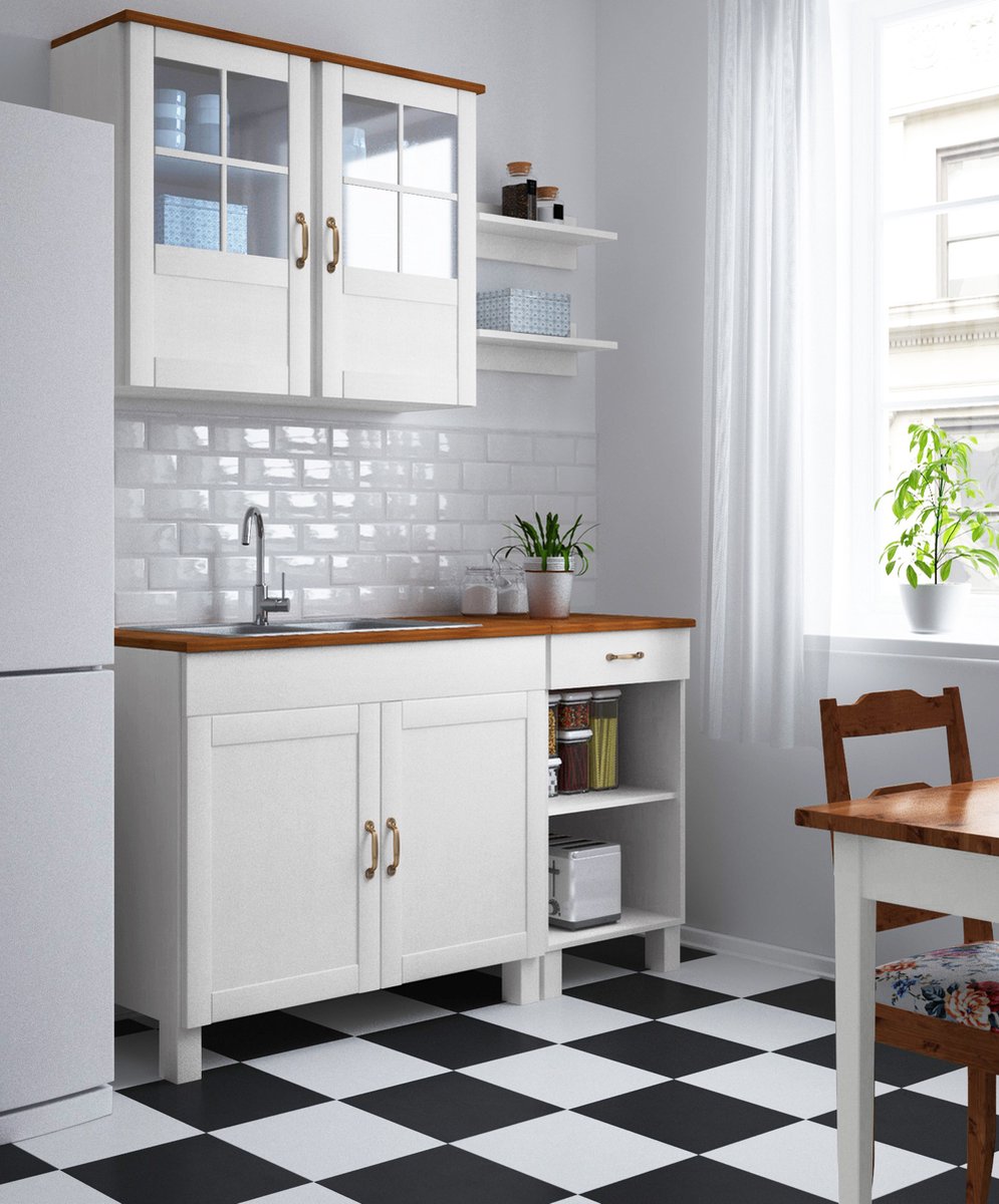 Alby-Keukenblok - 5 Items - Wit/Honing