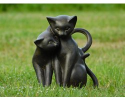 Beeld Spelende Katten - Zwart met Bruin - Polystone Image