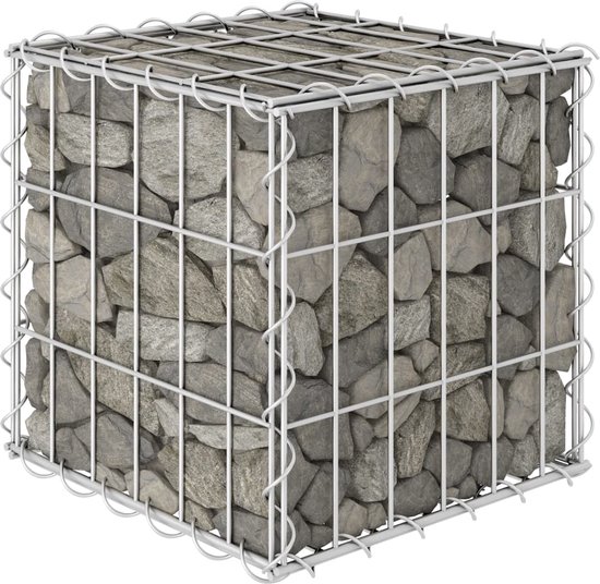 Jardinière en gabion The Living Store 30x30x30 cm - Acier inoxydable - Durable et stable