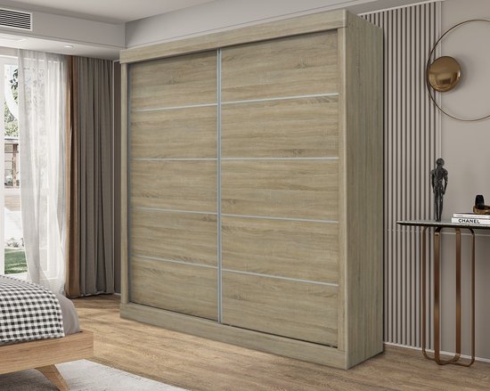 Interiax Armoire ' Mila' 2 portes coulissantes Sonoma (197,5x182,5x52,5cm)