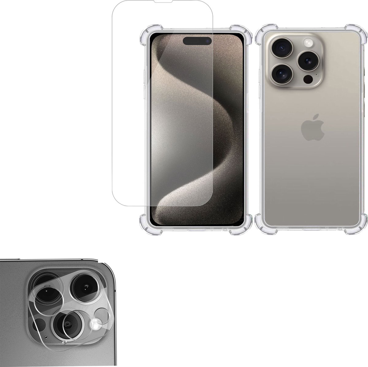 Hoesje geschikt voor iPhone 15 Plus + Screenprotector + Camera Beschermglas – Proteqt+