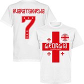Georgië Kvaratskhelia 7 Team T-Shirt - Wit - XXL