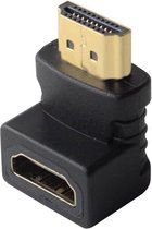 HDMI (male) naar HDMI (female) compacte adapter met haakse hoek - Zwart - Provium