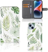 Wallet Book Case iPhone 15 Plus Smartphone Hoesje Leaves
