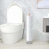SHOP YOLO - Toiletpapierhouder staand - roestvrij staal - met scheidingsplaat voor waterbescherming - 65 Cm