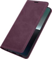 Sony Xperia 1 V Bookcase hoesje - Just in Case - Effen Paars - Kunstleer