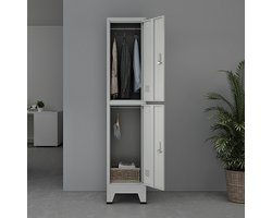 Lockerkast Joroinen 180x38x45 cm staal met 2 deuren grijs