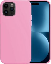 Hoesje Geschikt voor iPhone 15 Pro Hoesje Siliconen Case Hoes - Hoes Geschikt voor iPhone 15 Pro Hoes Cover Case - Roze