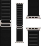 REBUS - Loop voor Apple Watch (42 mm/44 mm/45 mm), Alpine-loop [Nylon, katoen en aluminium], comfortabele en stijlvolle Apple Watch-band (Black)