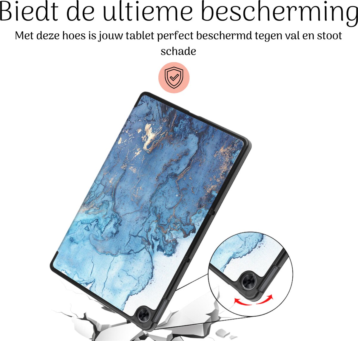 Hoozey - Tablet hoes geschikt voor Apple iPad Air 5/4 (2022/2020) - 10.9 inch - Sleep cover - Marmer print - Licht Blauw