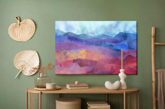 Painting King - Peinture sur toile Chaînes de montagnes abstraites colorées - 90 x 60 cm