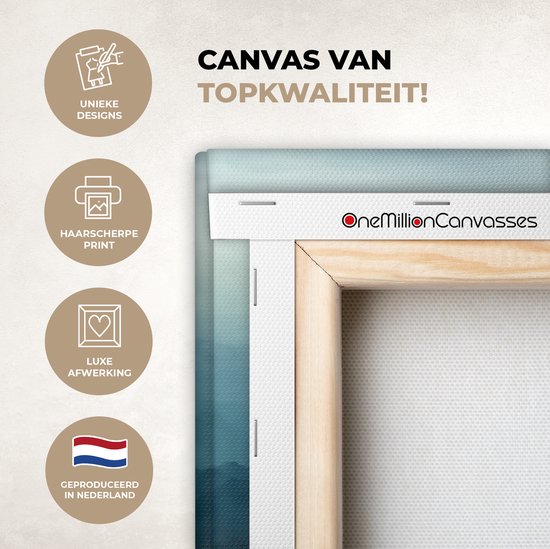 Peinture sur toile - Brume - Arbres - Berg - Blauw - Canvasdoek - Photo sur toile - 30x20 cm - Peintures sur toile