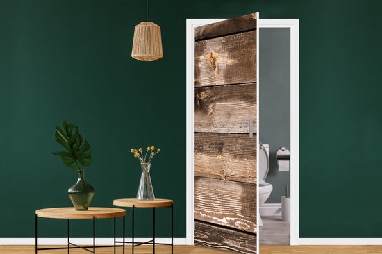 Sticker de porte Vintage - Bois - Planches - Marron - 85x205 cm - Poster de porte