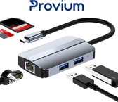 USB-C Hub - 5 in 1 - Ethernet - USB - Micro SD - USB C Docking Station adapter splitter - Grijs - Provium
