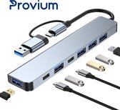 USB-C - Hub USB - 7 en 1 - USB 3.0 - Répartiteur adaptateur USB-C - Grijs - Provium