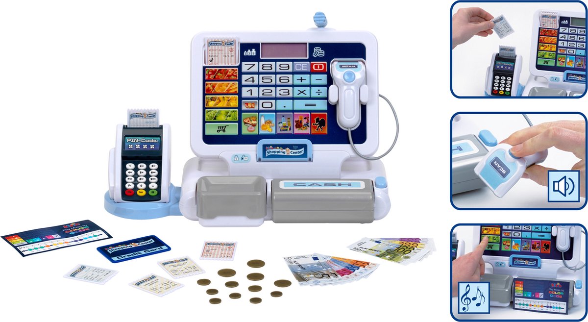 Klein Toys - speelgoed kassa - incl. geluidseffecten, speelgoed munten, biljetten en credit card - meerkleurig — afbeelding 3