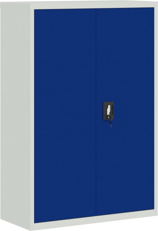 vidaXL - Kantoorkast - 90x40x140 - cm - metaal - grijs - en - blauw