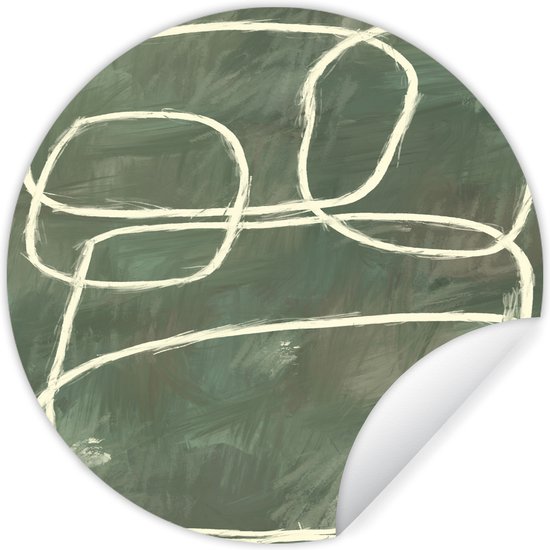 WallCircle - Muurstickers - Behangcirkel - Abstract - Groen - Kunst - Modern - 100x100 cm - Muurcirkel - Zelfklevend - Ronde Behangsticker XXL