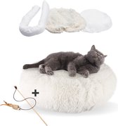 AdomniaGoods - Luxe kattenmand - Hondenmand - Antislip kattenkussen - Wasbaar hondenkussen - Wit 40 cm