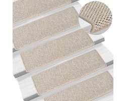 vidaXL Sisal Look - Trapmatten - Trapmatten zelfklevend 15 st sisal-look 65x21x4cm zilverkleurig - Antislip - Vloermatten - Trappen Bekleden