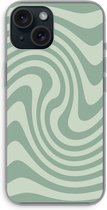 Case Company® - Hoesje geschikt voor iPhone 15 hoesje - Swirl Groen - Soft Cover Telefoonhoesje - Bescherming aan alle Kanten en Schermrand