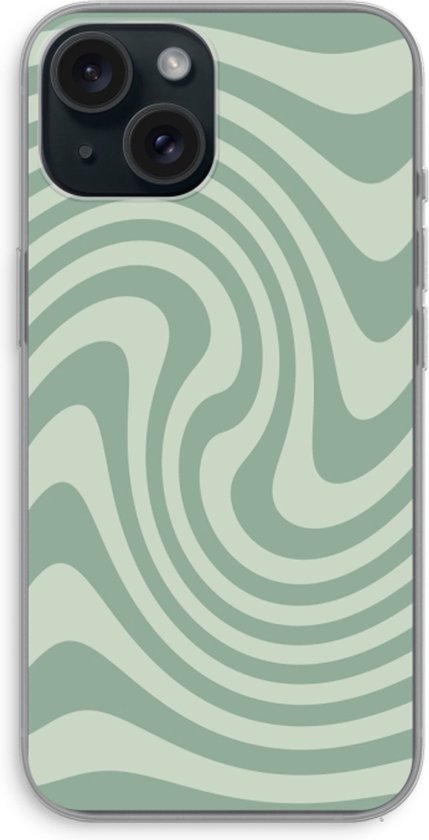 Case Company® - Coque iPhone 15 - Swirl Vert - Coque de téléphone souple - Protection sur tous les côtés et bord de l'écran