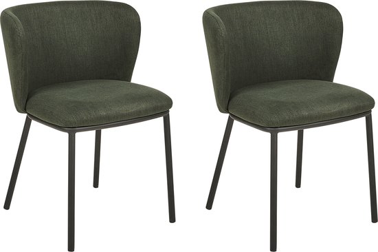 MINA - Lot de 2 chaises de salle à manger - Vert foncé - Polyester