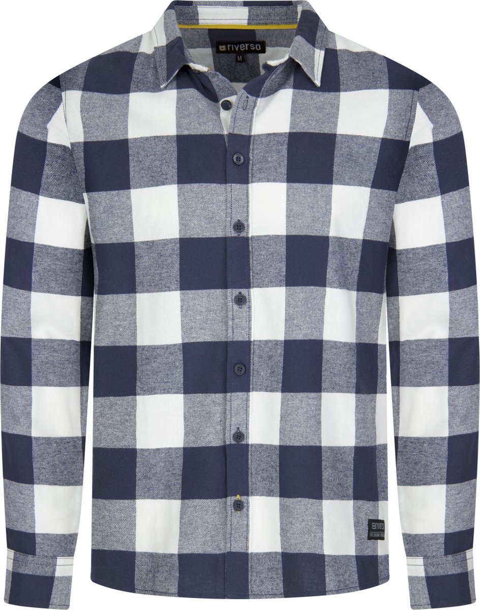 riverso Heren Overhemd RIVArne regular fit Blauw S Volwassenen - gemaakt van 100% katoen