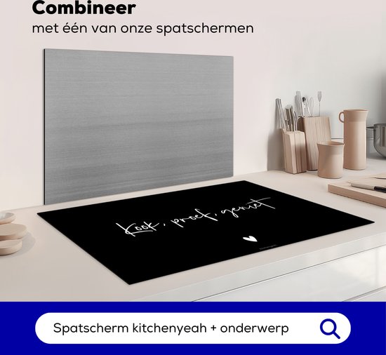 KitchenYeah® Protection plaque induction 83x51.5 cm - Noir - Citation - Cuisinez, dégustez, appréciez - Protege plaque de cuisson - Couvre plaque induction - Protecteur d'induction - Cuisine