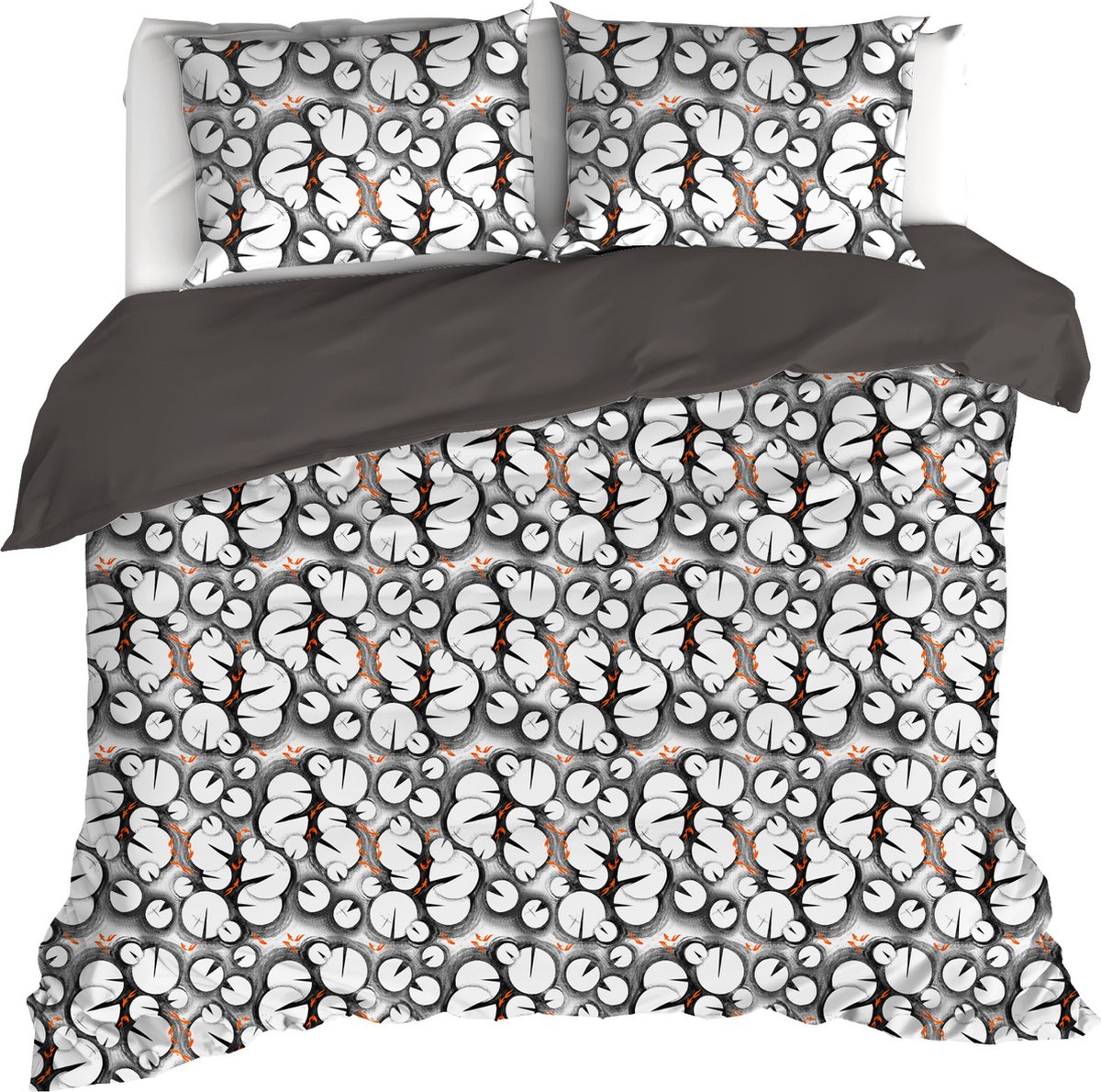 De Witte Lietaer Dekbedovertrek Lilypad, Black - 240 x 220 - Katoen Percal