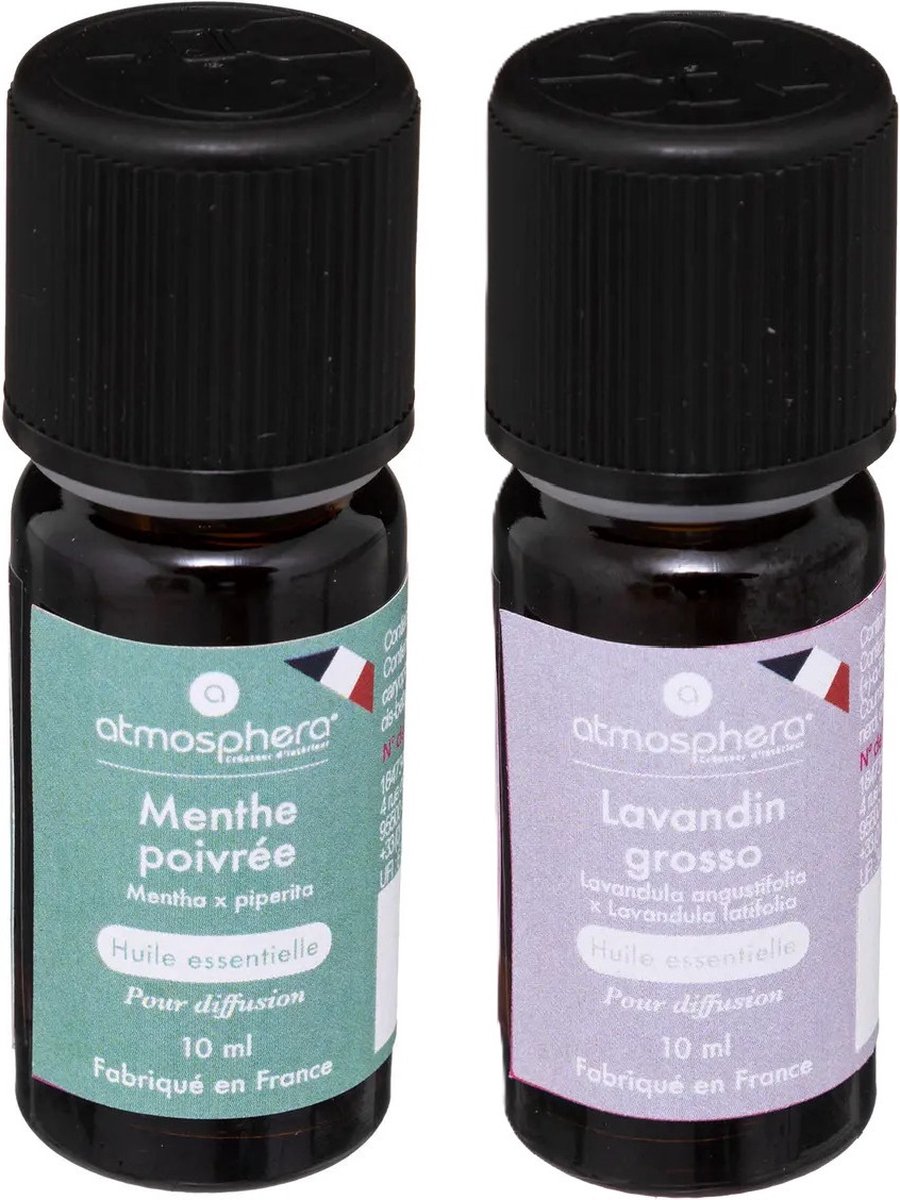 Goedkoopste Aromatische Etherische olie - set van 2 geuren - Lavendel en pepermunt/mint - huisparfum navulling